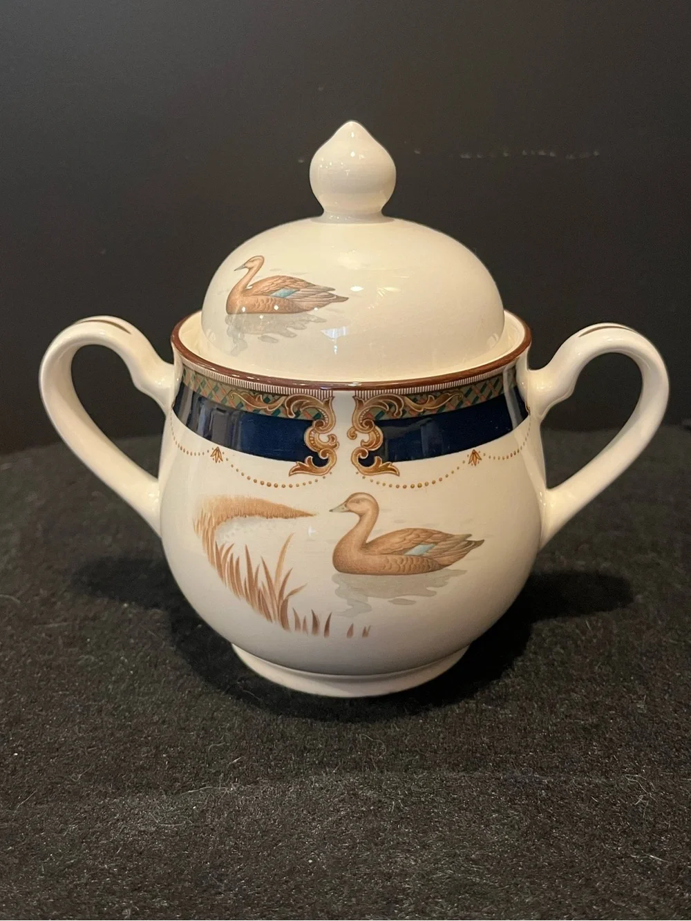 Keltcraft designed by Noritake Tranquil Glen Lidded Sugar Bowl with Duck Motif